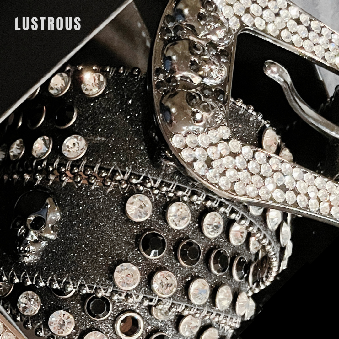 Lustrous Belt - Skull Black & Silver