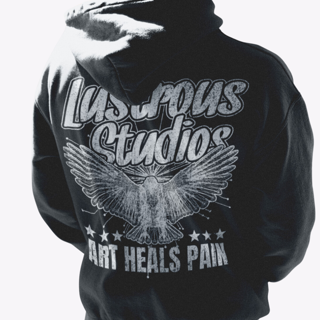 Heavyweight Premium Art Heals Pain Hoodie Black