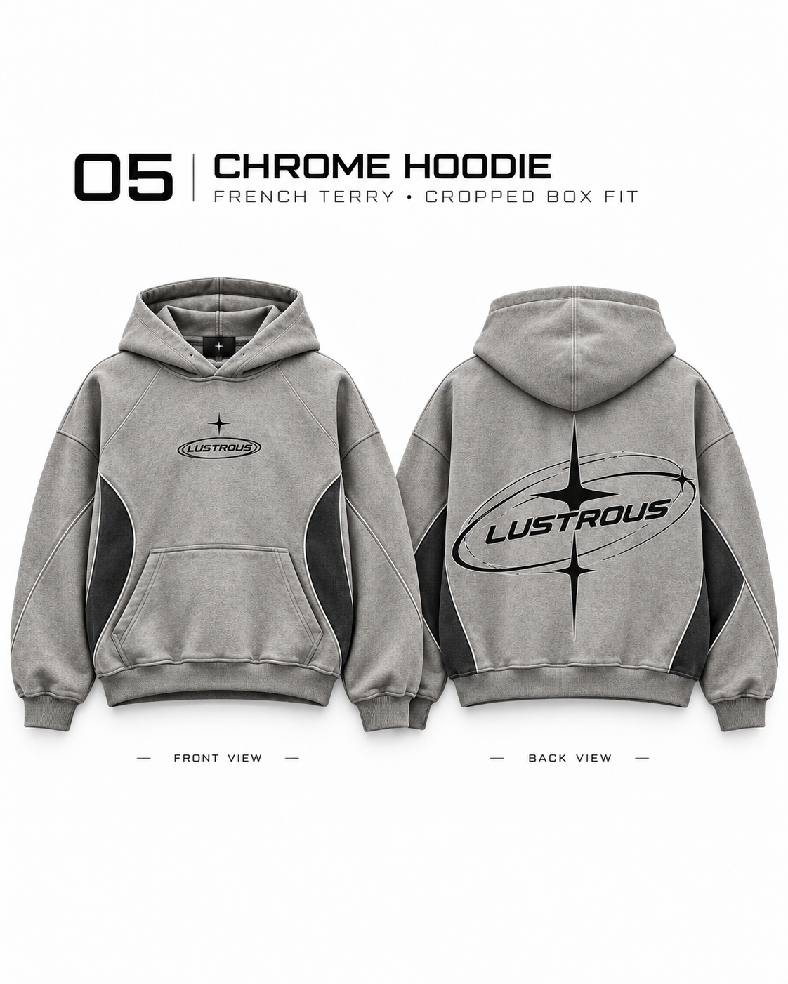 LUSTROUS Chrome Hoodie front and back