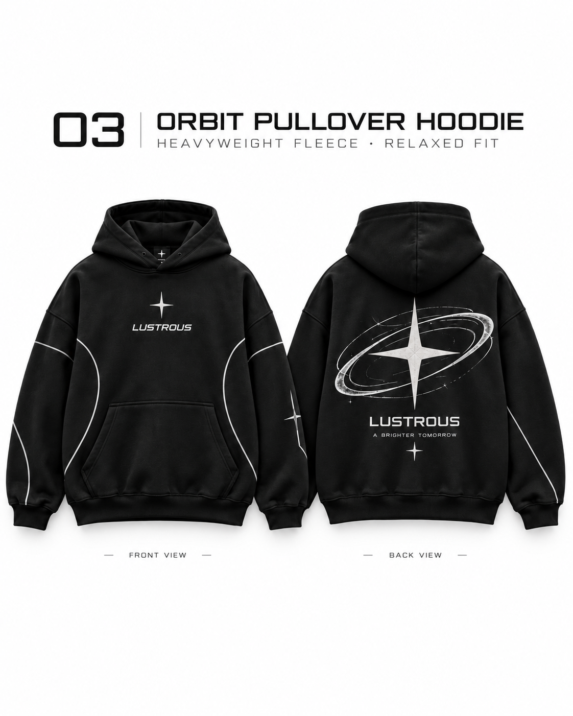 LUSTROUS Orbit Pullover Hoodie front and back
