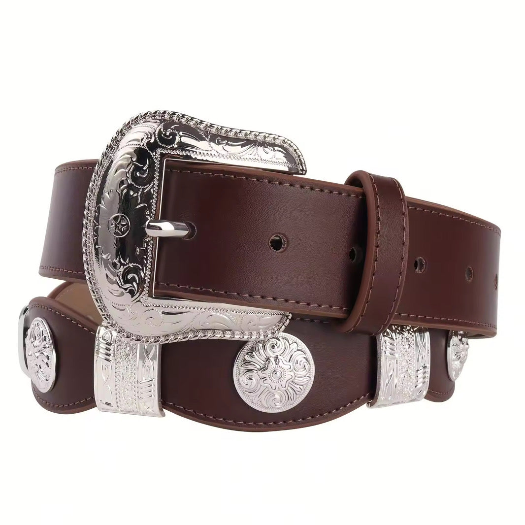 Lustrous Belt - Western Concho Brown